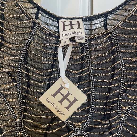 Robe Noire Haute Hippie Avec Perles - Taille 0/XS - Neuve Avec étiquette - Pour Soirée